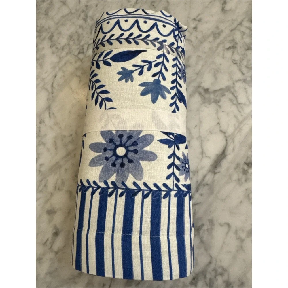 Pottery Barn Mark D Sikes Clementine Patchwork Tablecloth Blue 70